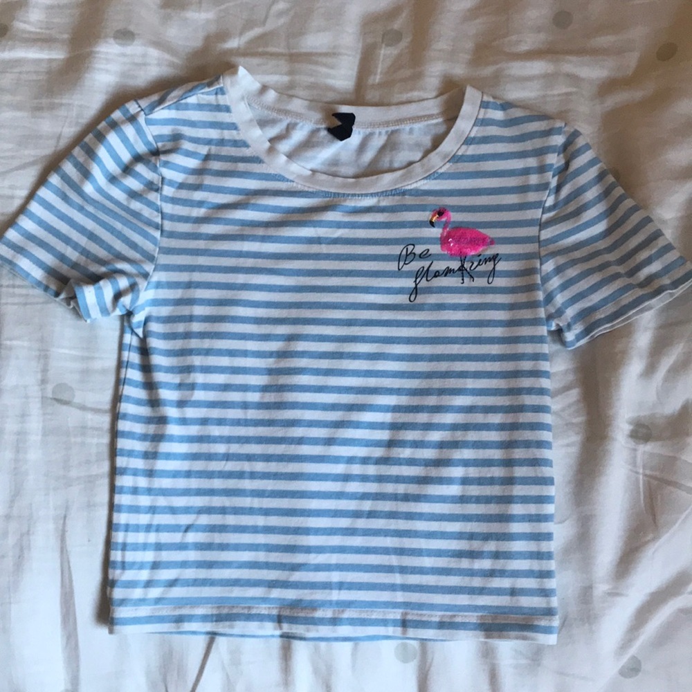 Striped Flamingo Baby Tee 🦩